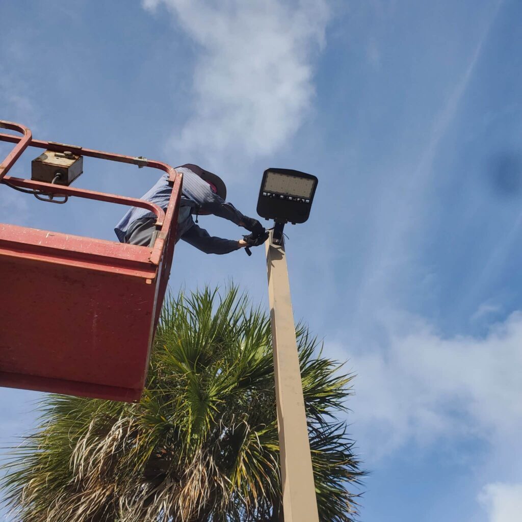 parking lot lighting installation Lake Worth Beach FL